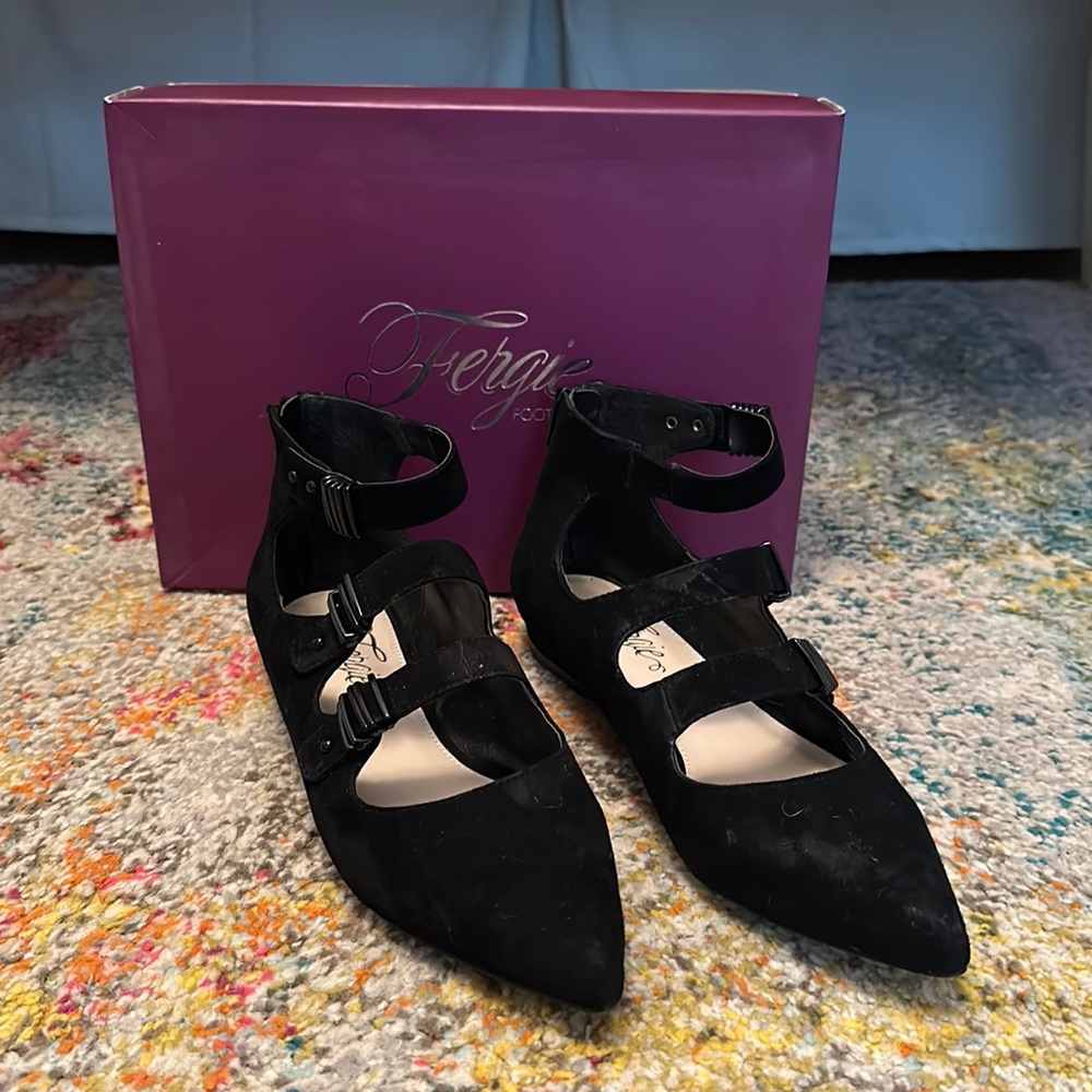Fergie Black Suede Flats